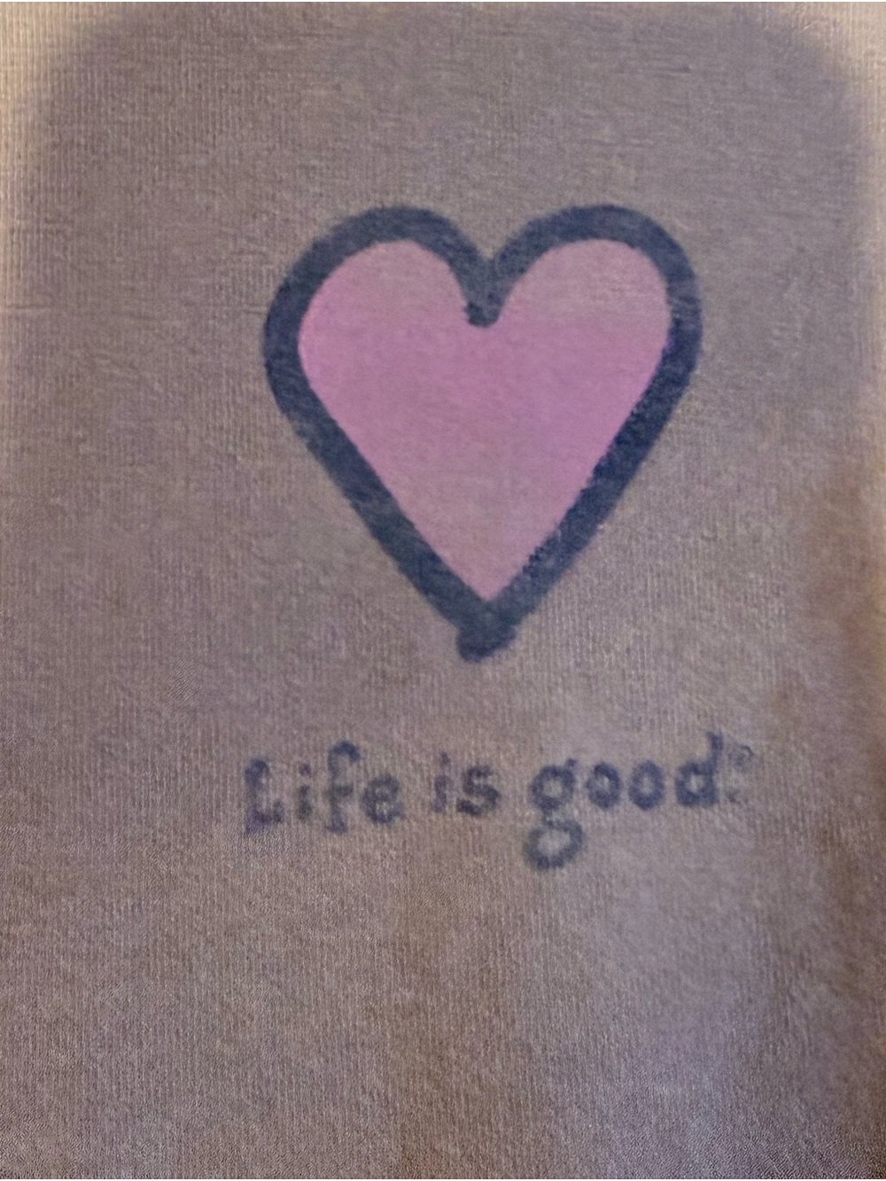 Life Is Good Taupe Long-Sleeve Tee with Pink Heart. #0089 - Picture 3 of 7